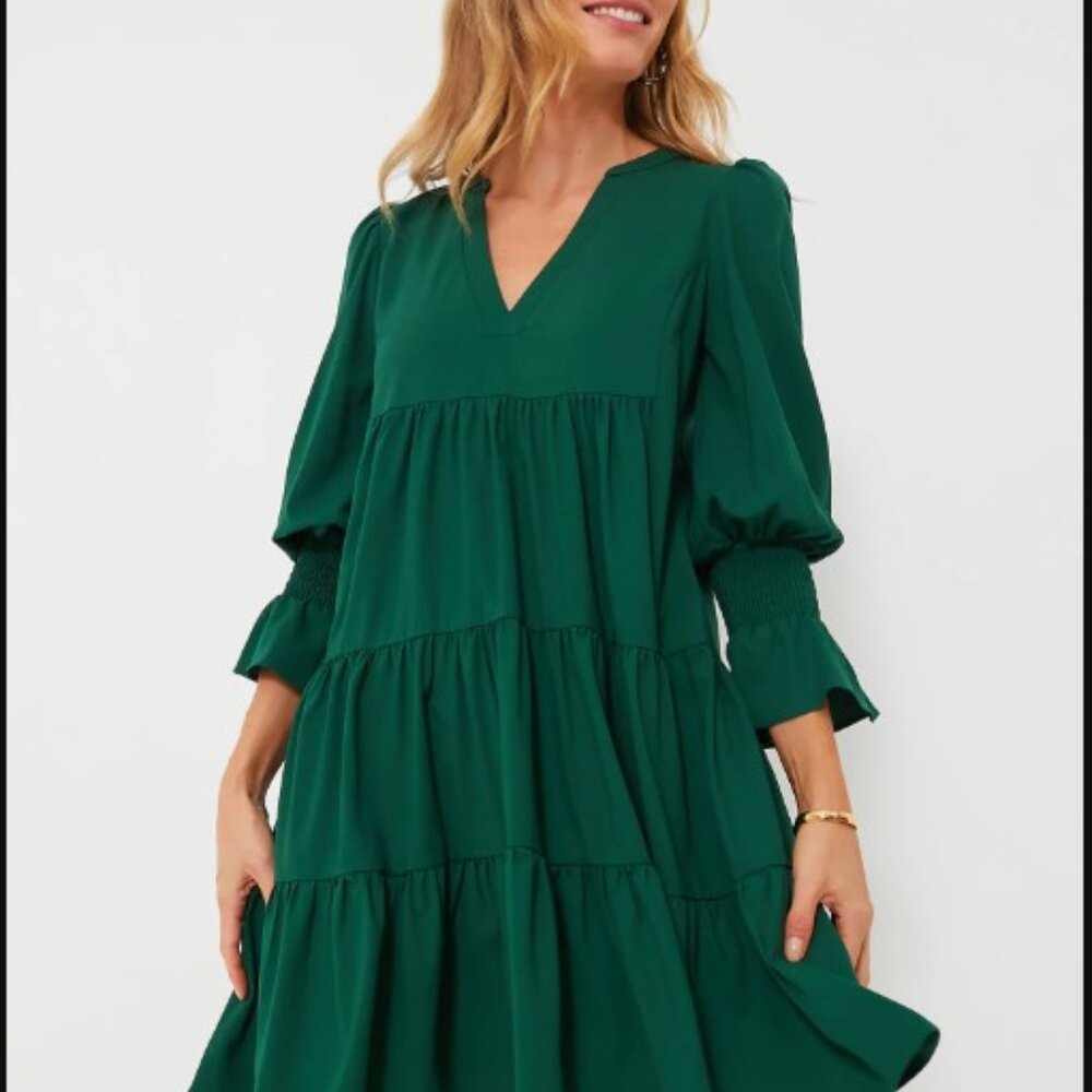 Hunter Green Crepe Kenzo Dress - Tuckernuck - Picture 5 of 5